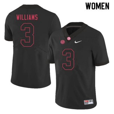 NCAA Women's Alabama Crimson Tide #3 Xavier Williams Stitched College 2020 Nike Authentic Black Football Jersey HX17D73ZF